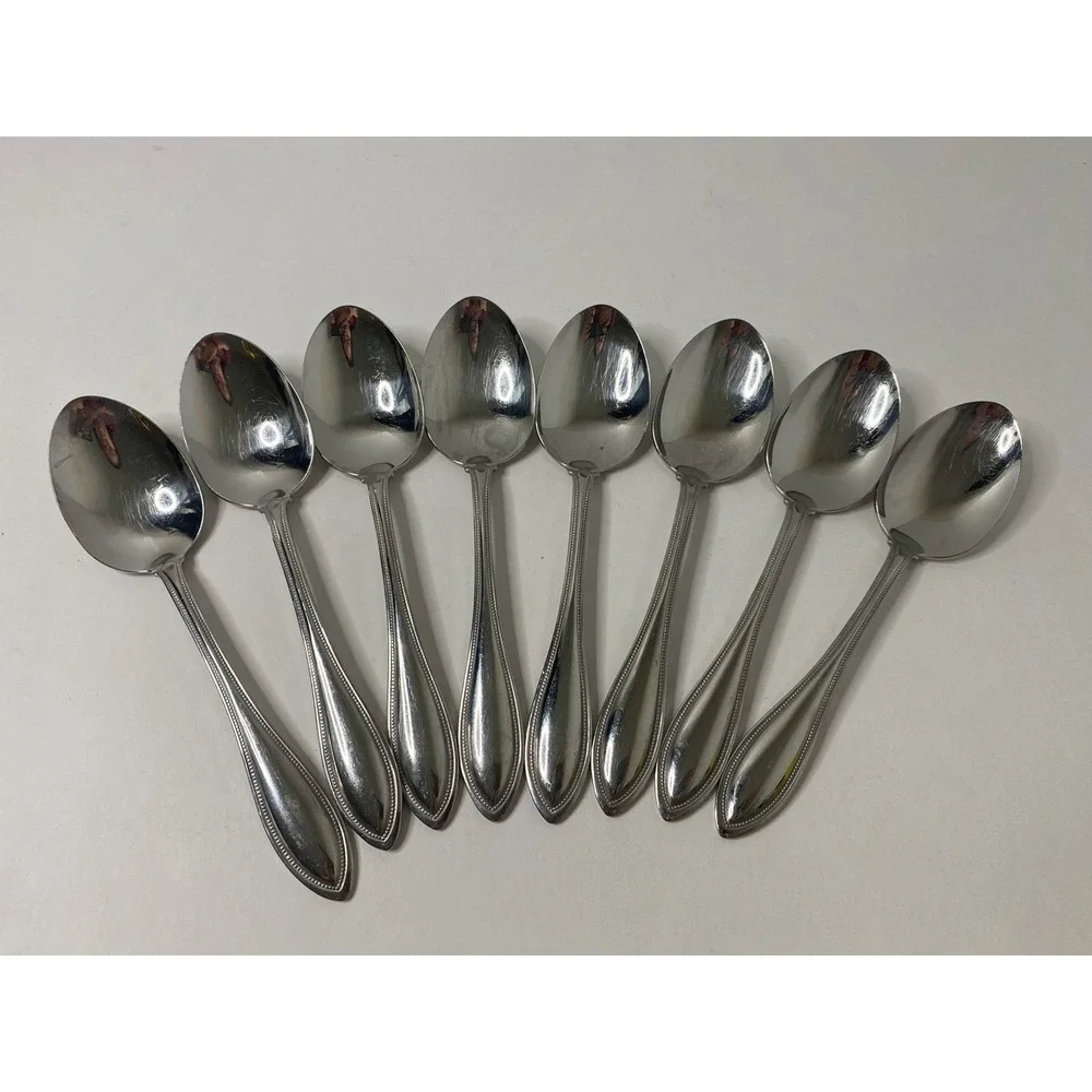 Lot of 8 Oneida Arbor-American Harmony Stainless Oval Soup Spoons 7 3/8